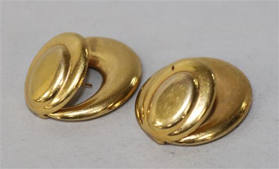 A pair of Uno A Erre 9ct gold double hoop earrings (no butterflies), 26mm.